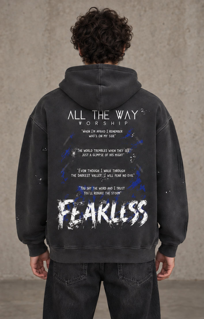 F-  (LIMITED EDITION) - Vintage Washed Frayed Fleece Hoodie