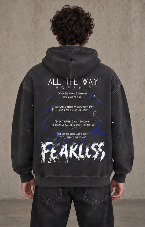 F-  (LIMITED EDITION) - Vintage Washed Frayed Fleece Hoodie