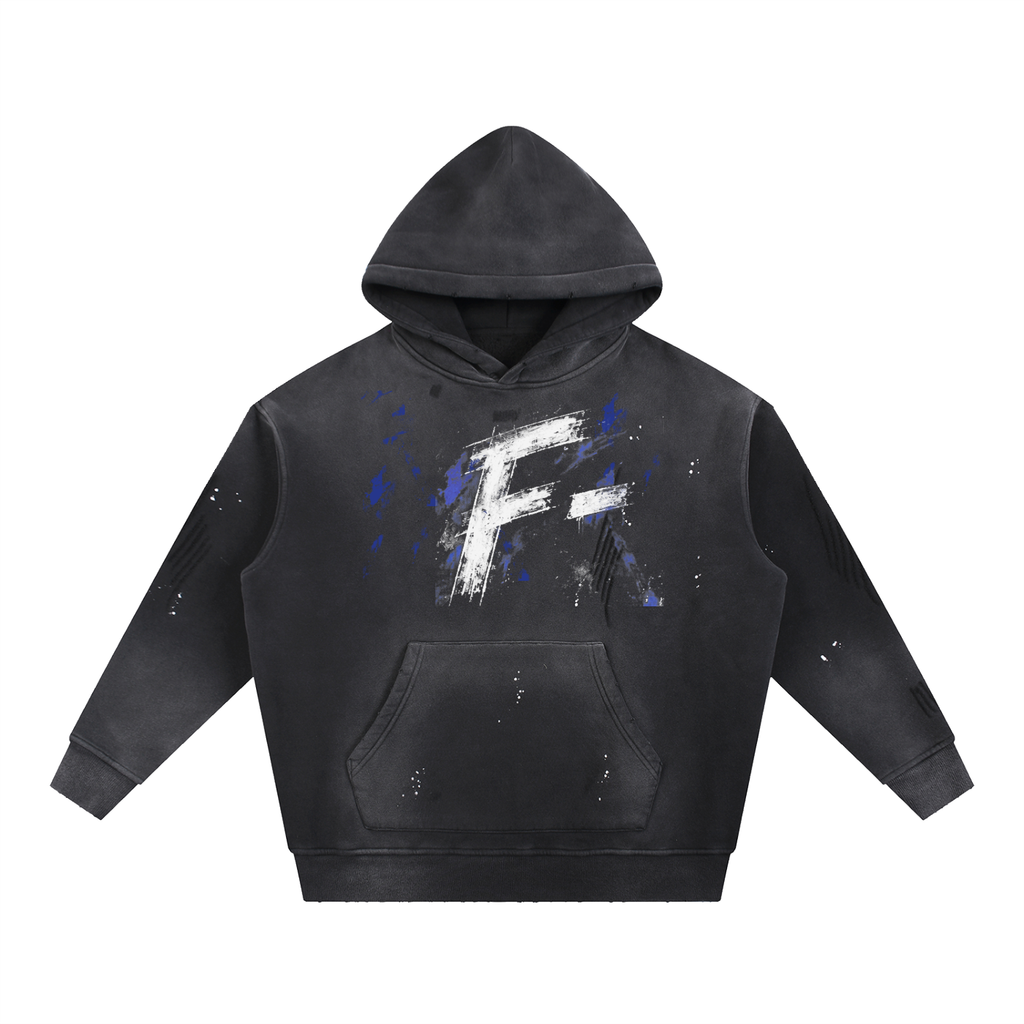 F-  (LIMITED EDITION) - Vintage Washed Frayed Fleece Hoodie