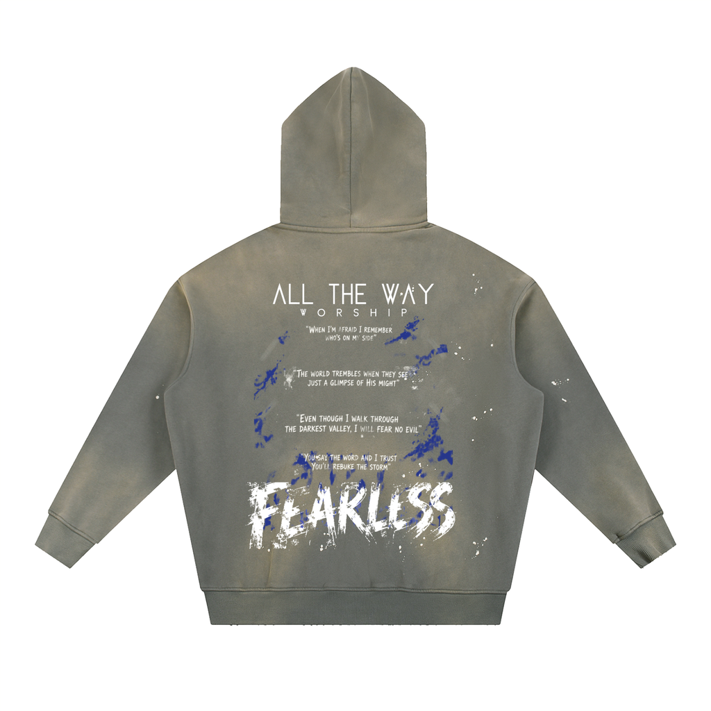 F-  (LIMITED EDITION) - Vintage Washed Frayed Fleece Hoodie
