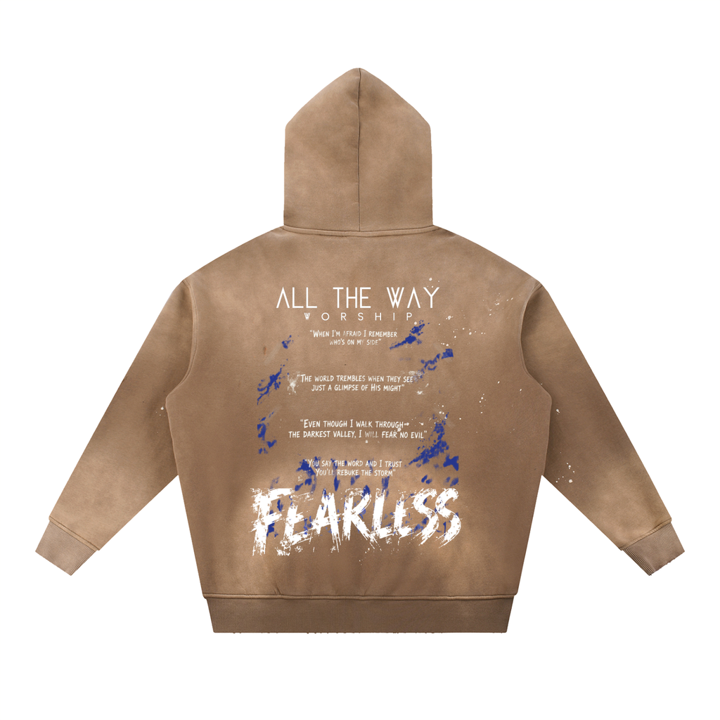 F-  (LIMITED EDITION) - Vintage Washed Frayed Fleece Hoodie