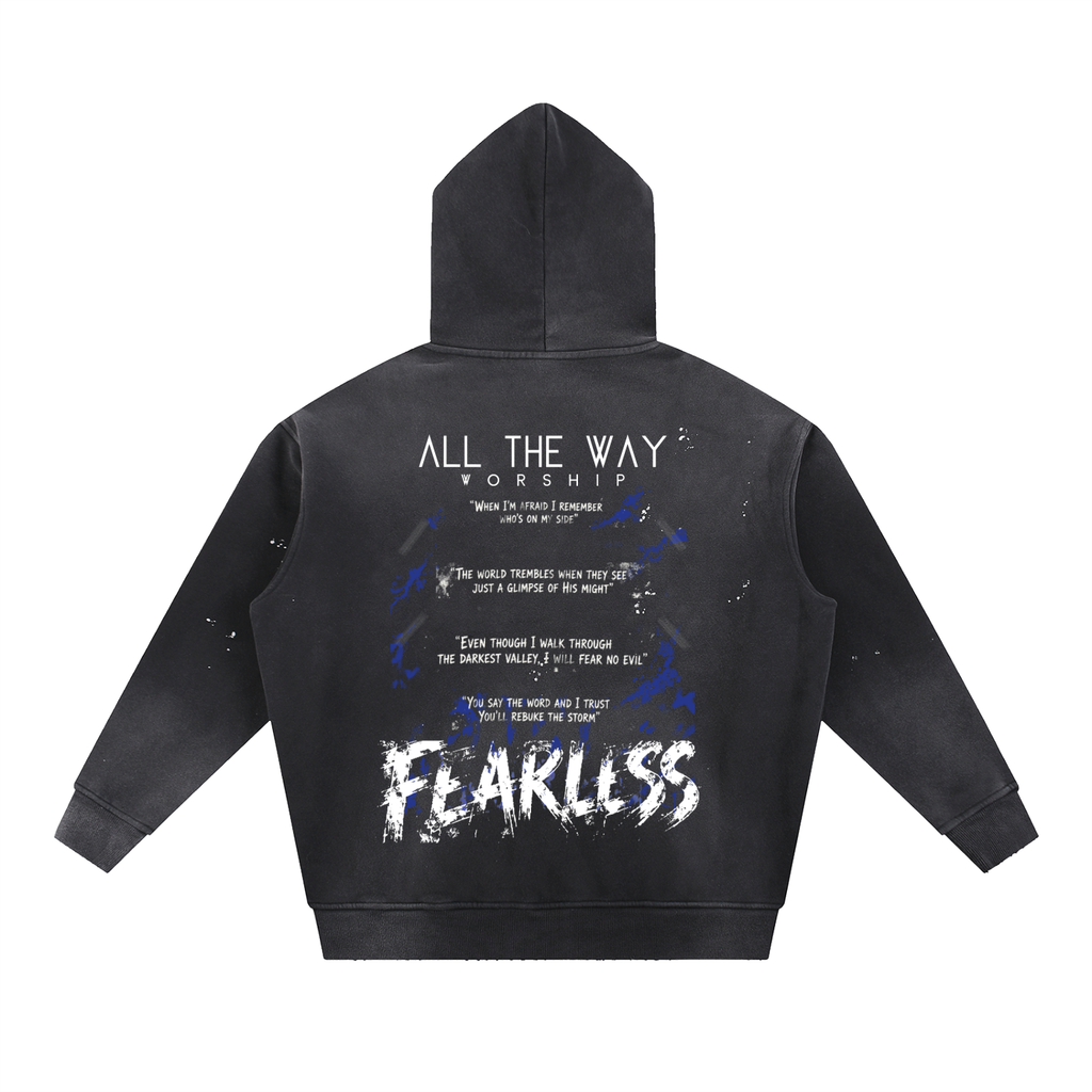F-  (LIMITED EDITION) - Vintage Washed Frayed Fleece Hoodie