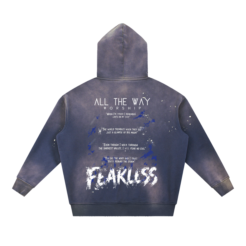 F-  (LIMITED EDITION) - Vintage Washed Frayed Fleece Hoodie